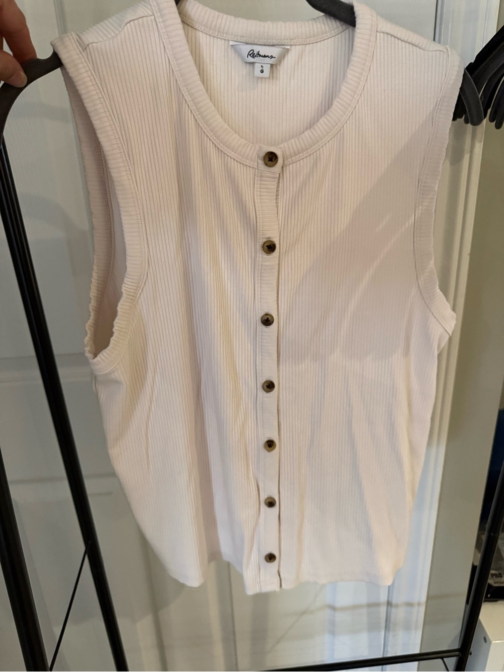Reitmans Cream Ribbed Button-Front Tank - Picture 2 of 3